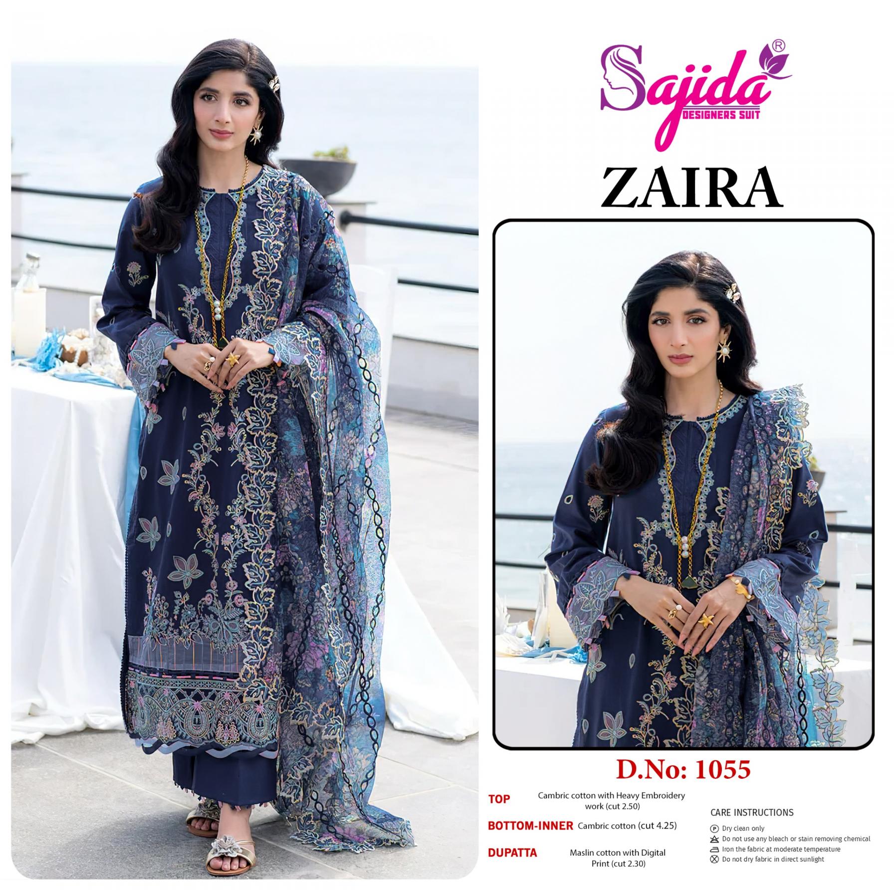 sajida designer zaira by cotton fully stitch pakistani plus size suit for womens 