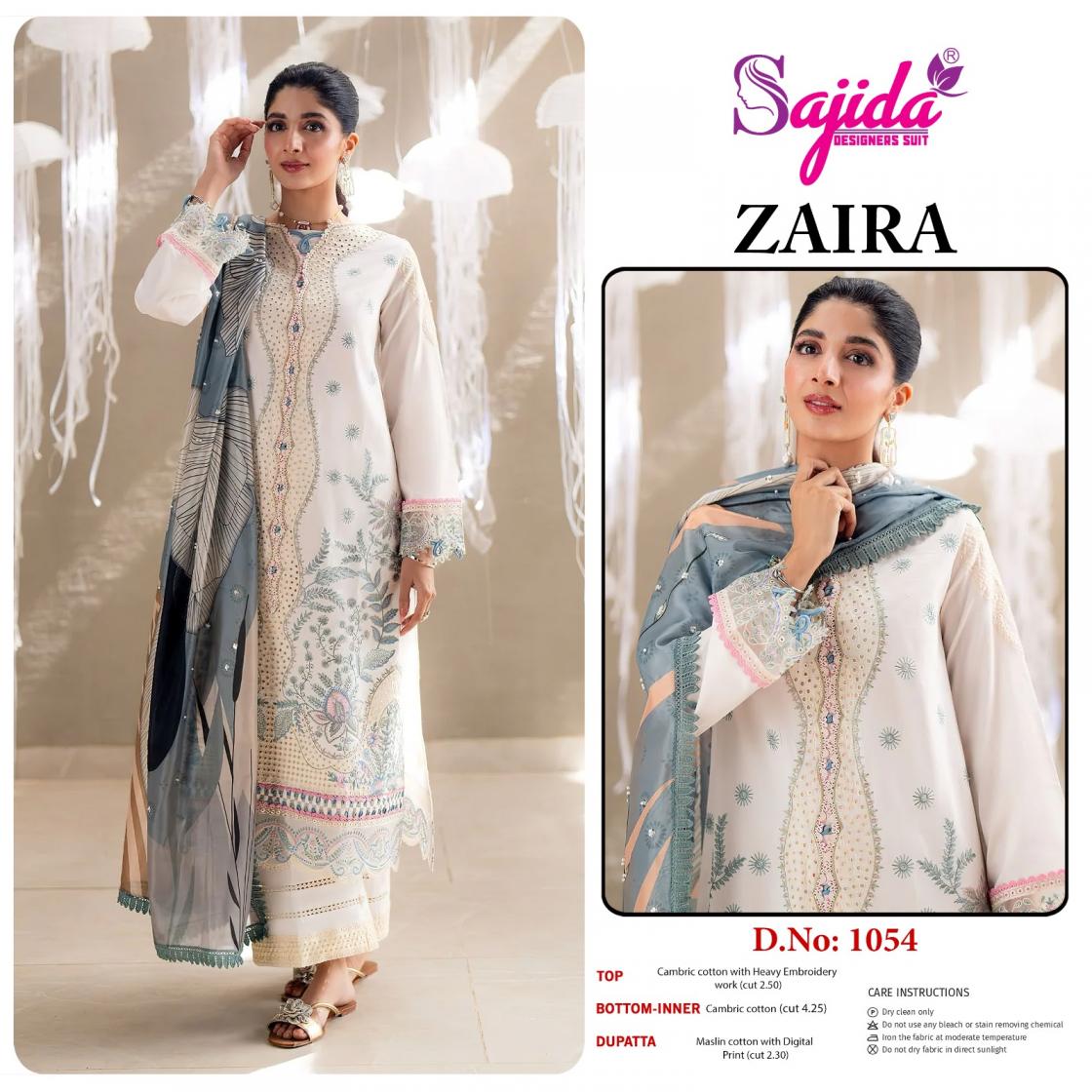 sajida designer zaira by cotton fully stitch pakistani plus size suit for womens 