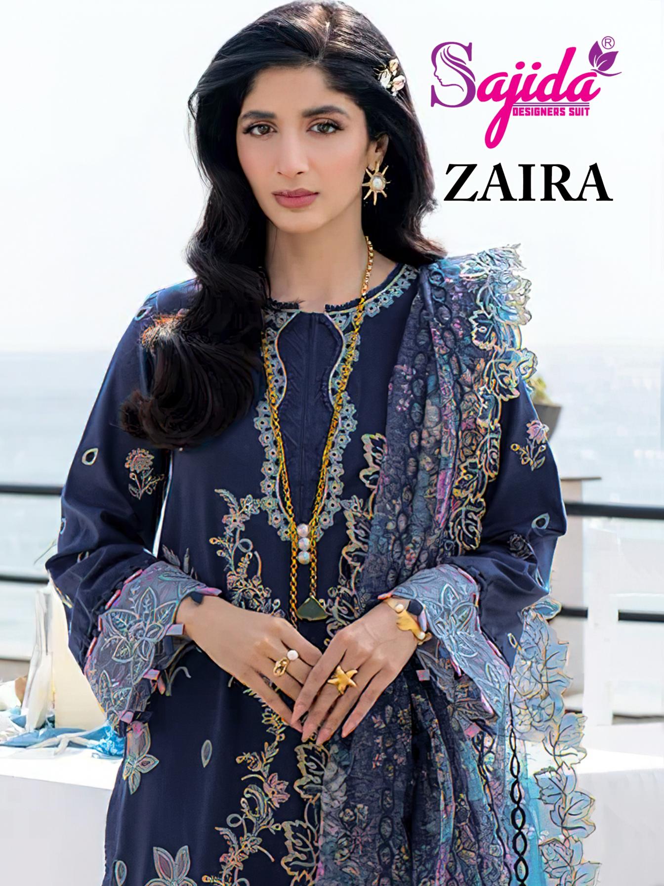 sajida designer zaira by cotton fully stitch pakistani plus size suit for womens 