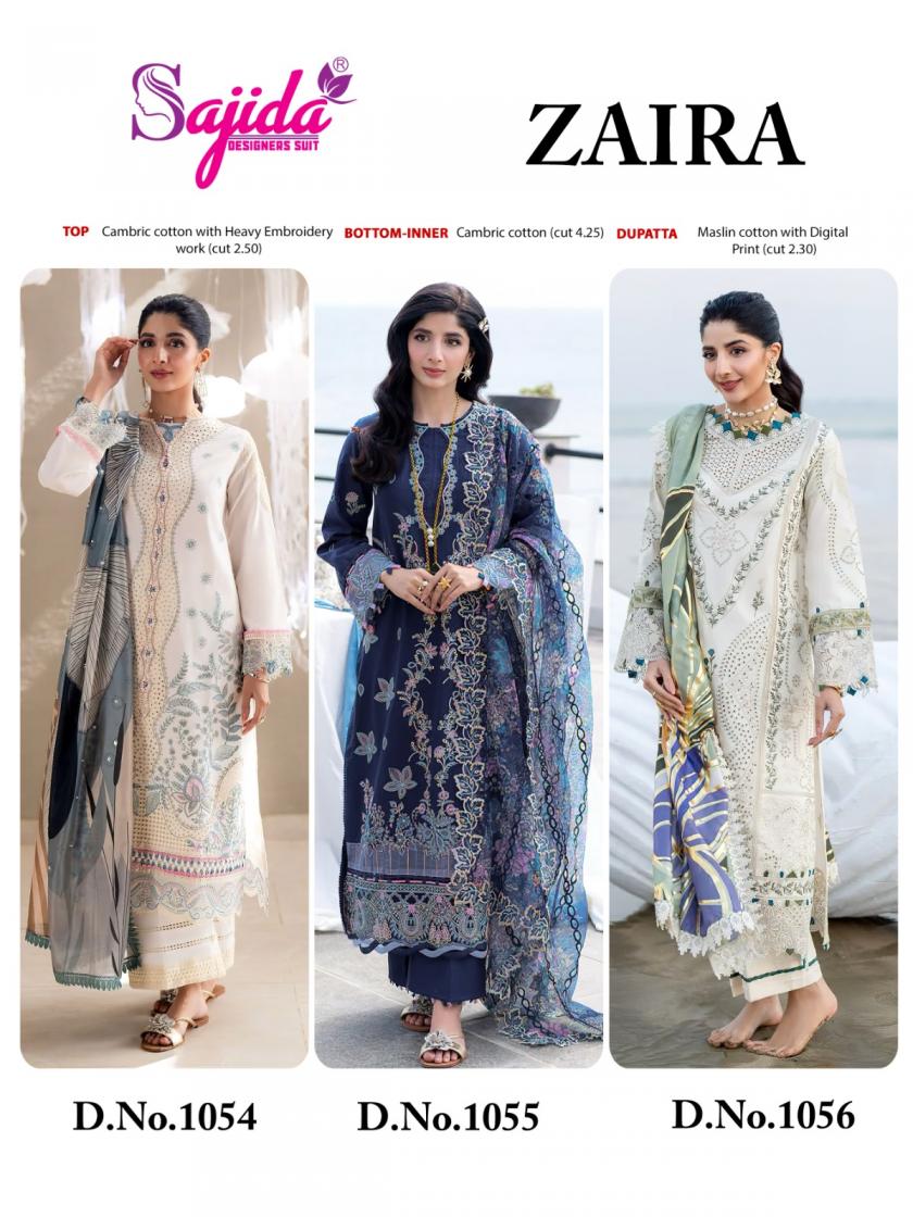 sajida designer zaira by cotton fully stitch pakistani plus size suit for womens 