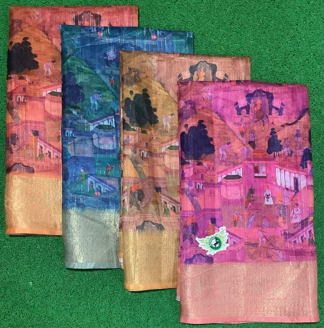 sanskar Present land rover 4 color matching jacquard printed saree