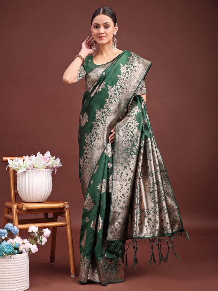 SILKEN HERITAGE by astita fancy designer Banarasi silk fabric saree wholesale with fancy latkan 