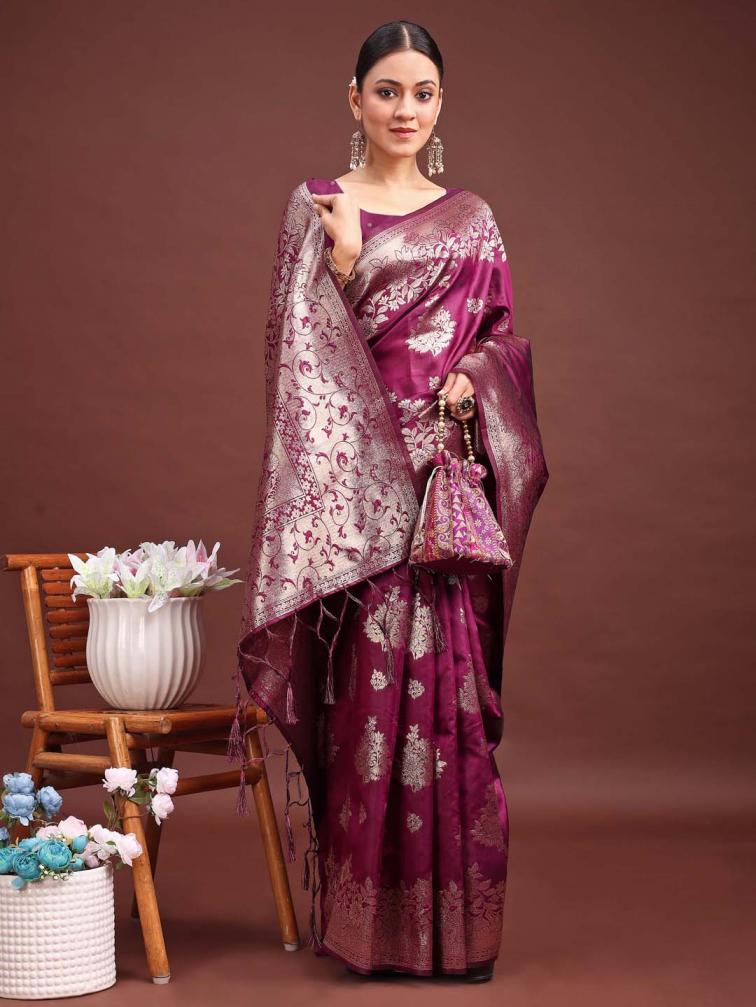 SILKEN HERITAGE by astita fancy designer Banarasi silk fabric saree wholesale with fancy latkan 