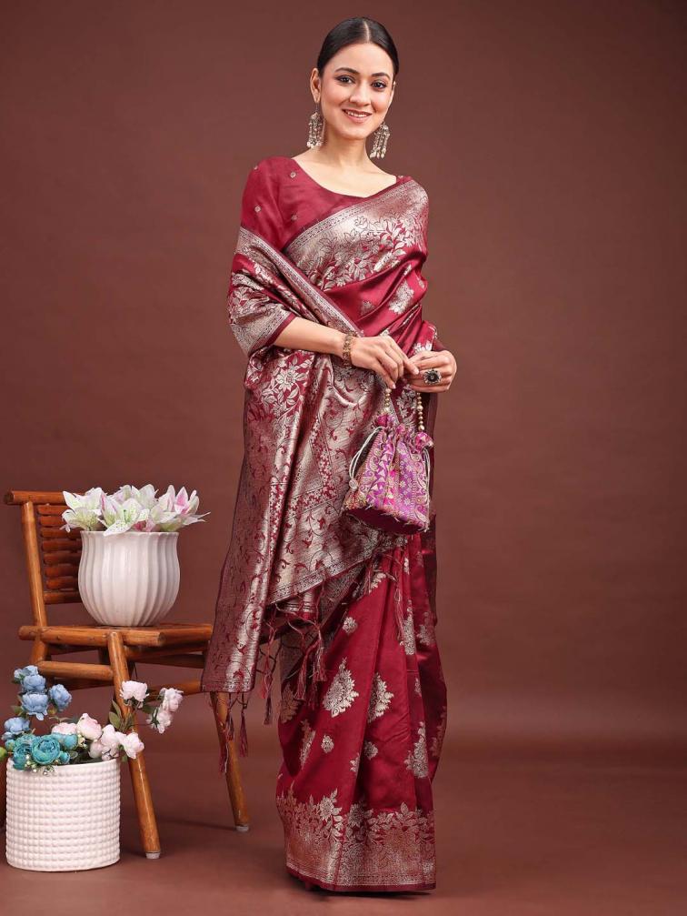 SILKEN HERITAGE by astita fancy designer Banarasi silk fabric saree wholesale with fancy latkan 