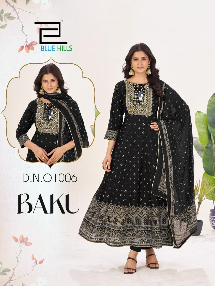 baku by blue hills rayon readymade sequence big size suit for womens 