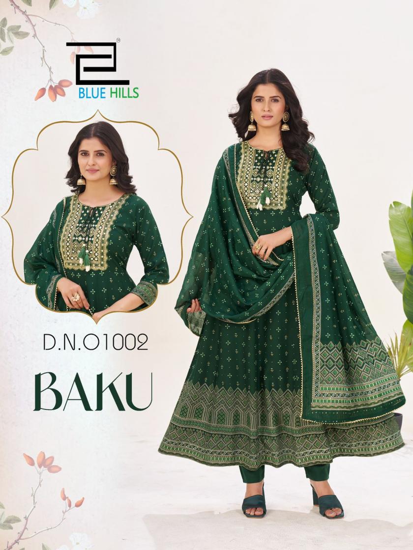 baku by blue hills rayon readymade sequence big size suit for womens 
