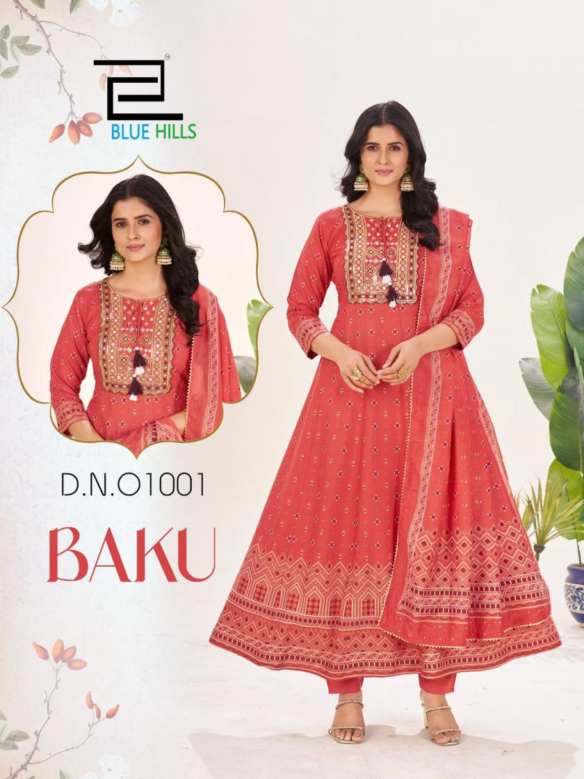 baku by blue hills rayon readymade sequence big size suit for womens 