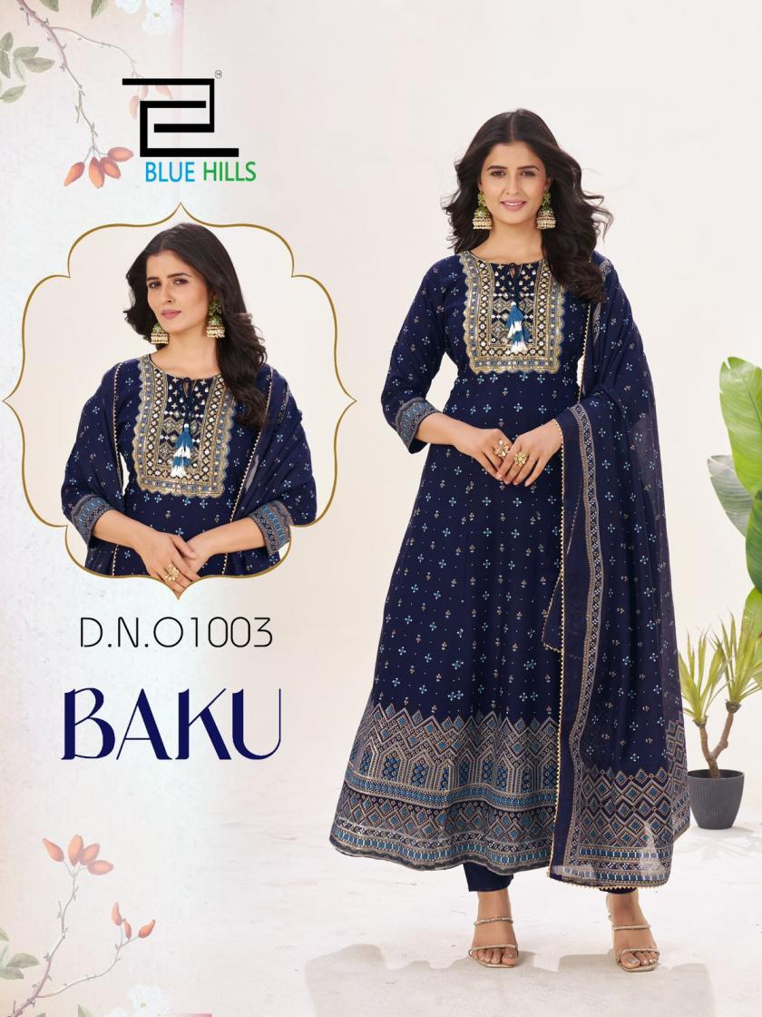 baku by blue hills rayon readymade sequence big size suit for womens 