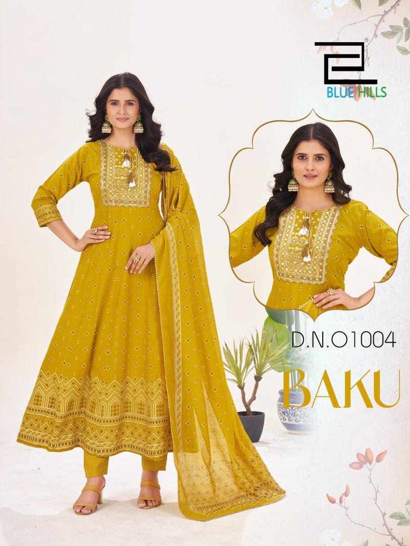 baku by blue hills rayon readymade sequence big size suit for womens 
