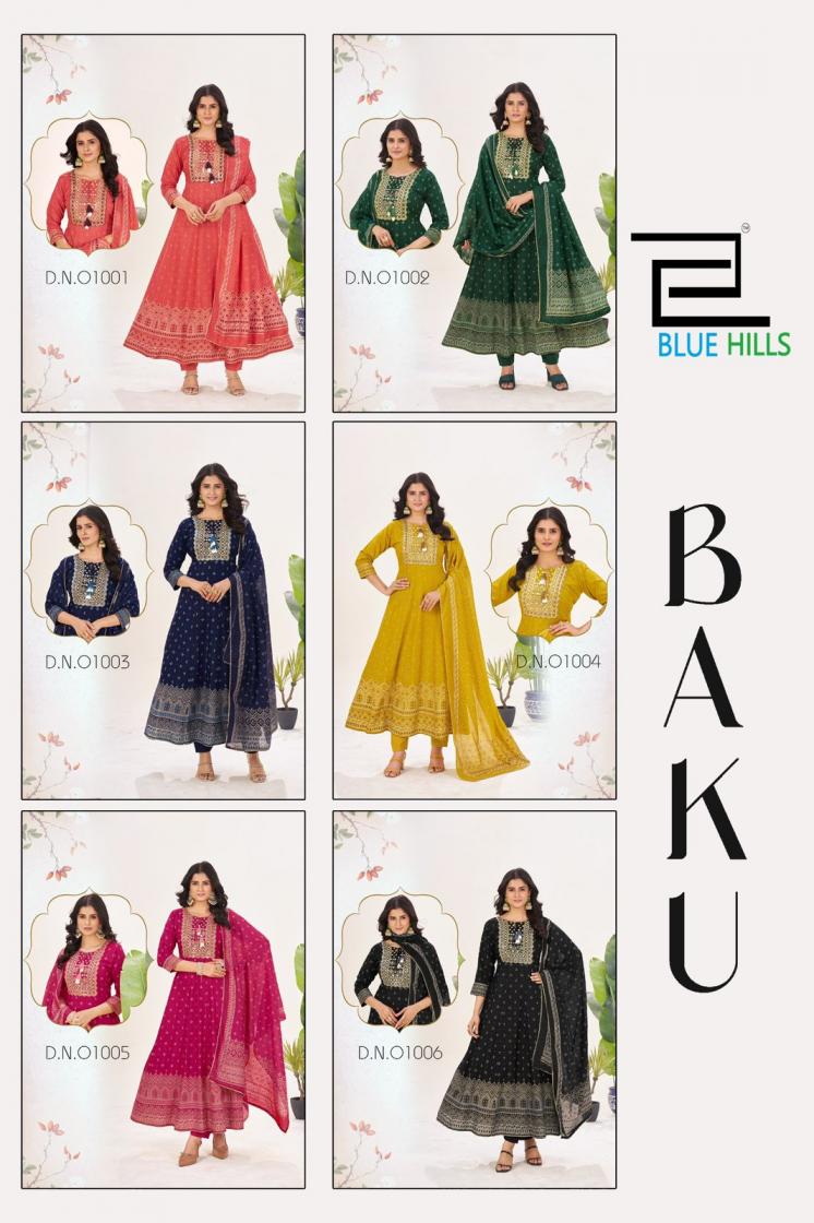 baku by blue hills rayon readymade sequence big size suit for womens 
