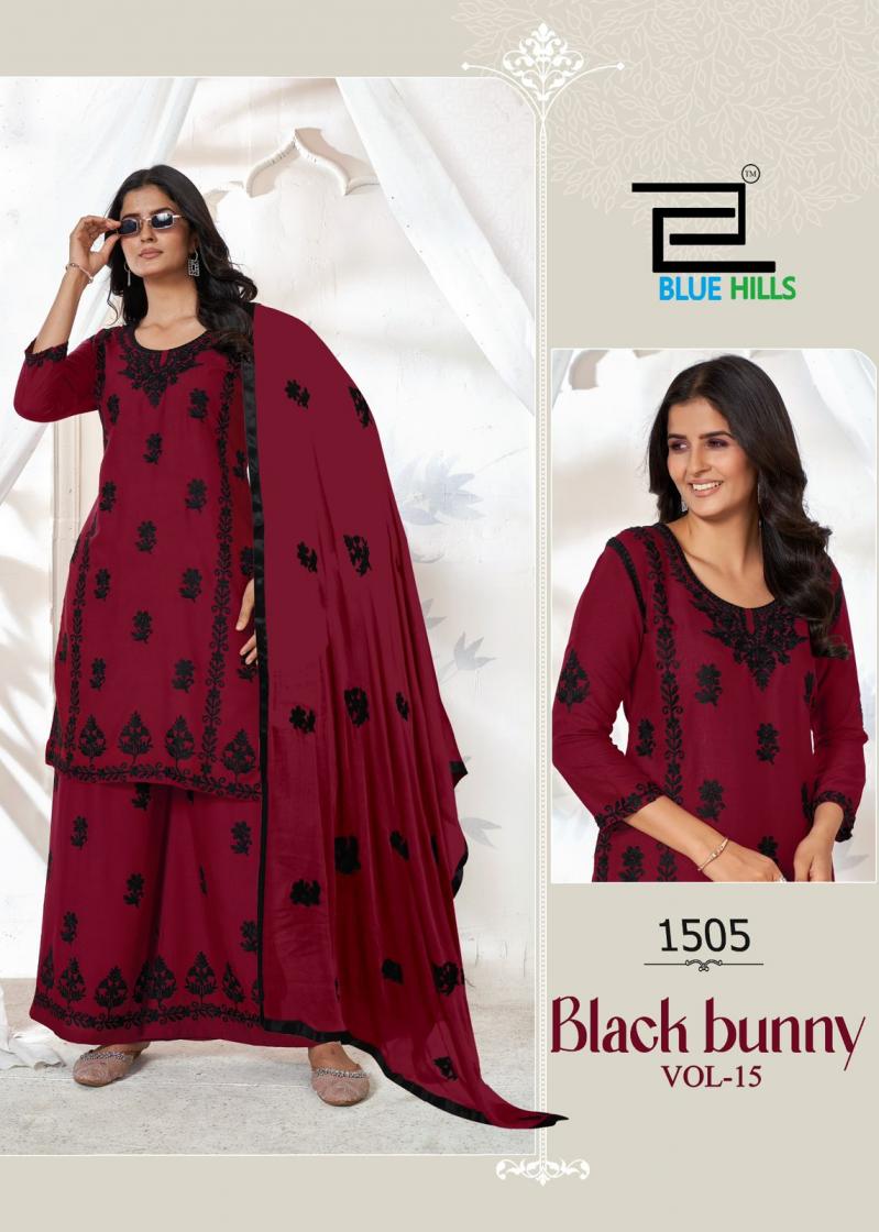 black bunny vol 15 by blue hills rayon readymade big size unique plazzo suit for womens 
