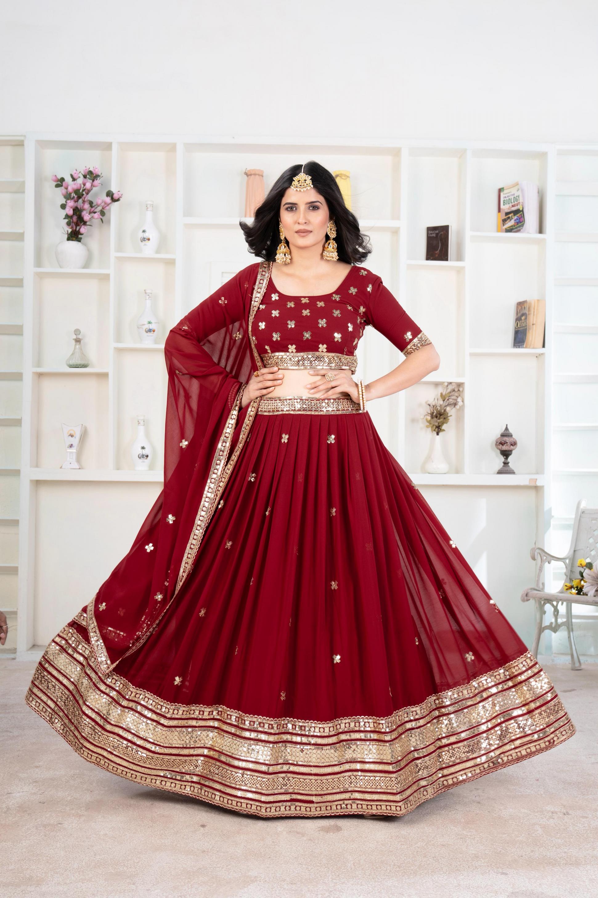 dvd 5074 faux georgette shop trendy lehenga for wedding