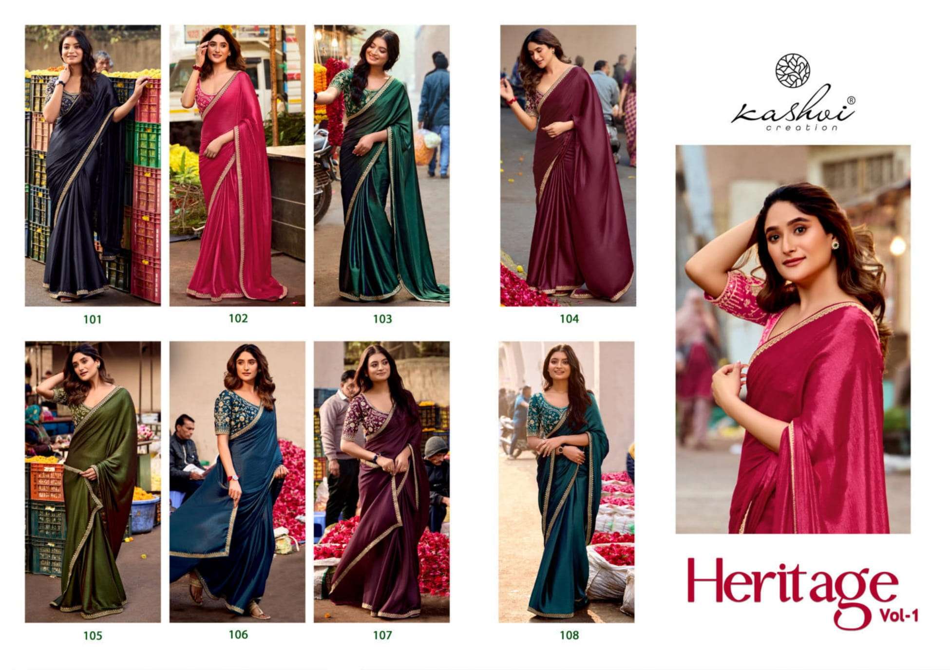 heritage vol 1 by kashvi creation soft silk elegant style sarees 