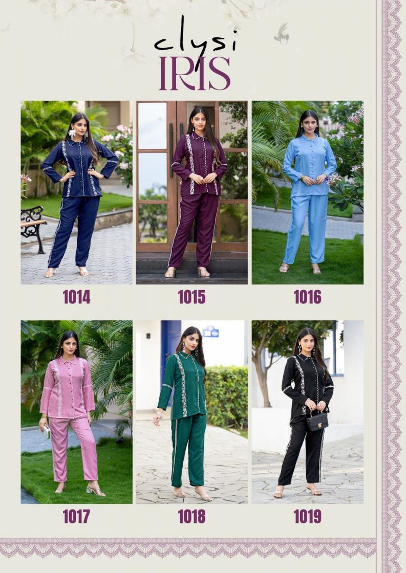 iris by clysi viscose thread work readymade stylish co-ord sets for girls 