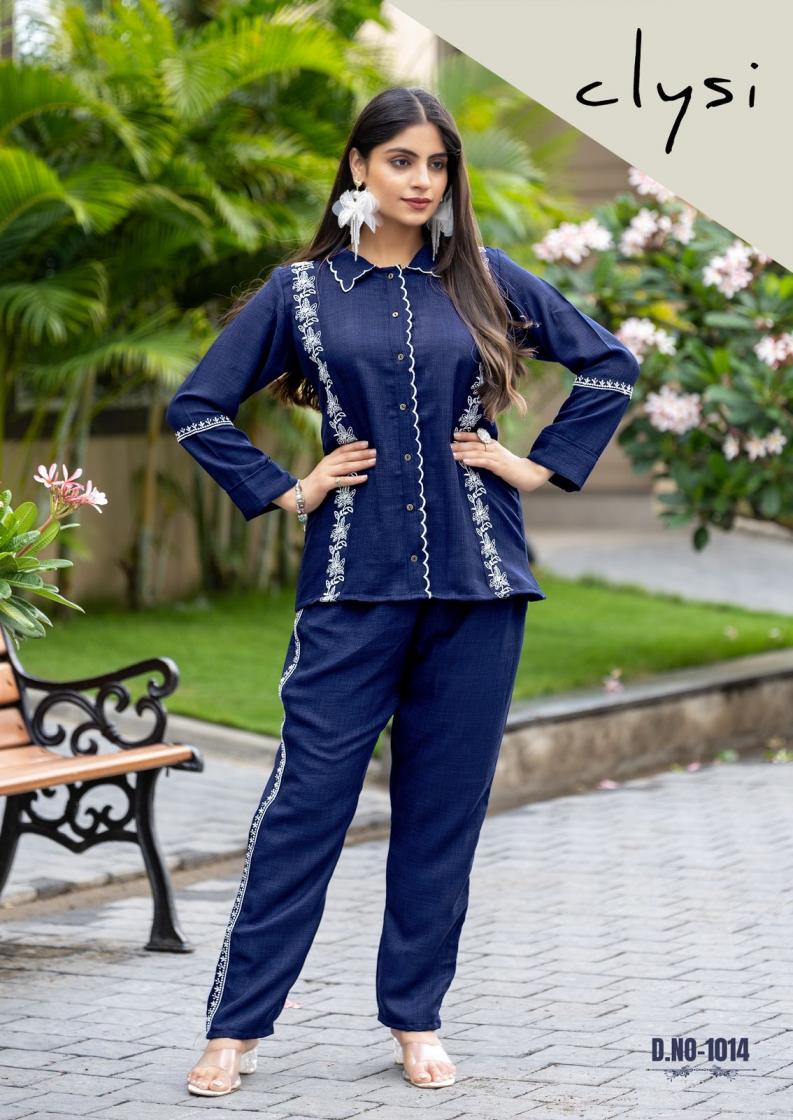 iris by clysi viscose thread work readymade stylish co-ord sets for girls 