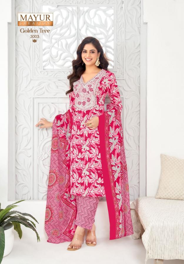 mayur creation golden tree vol 3 cotton print fully stitch big size suit for womens 