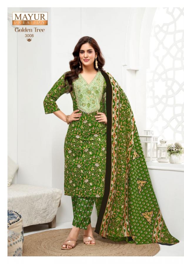 mayur creation golden tree vol 3 cotton print fully stitch big size suit for womens 