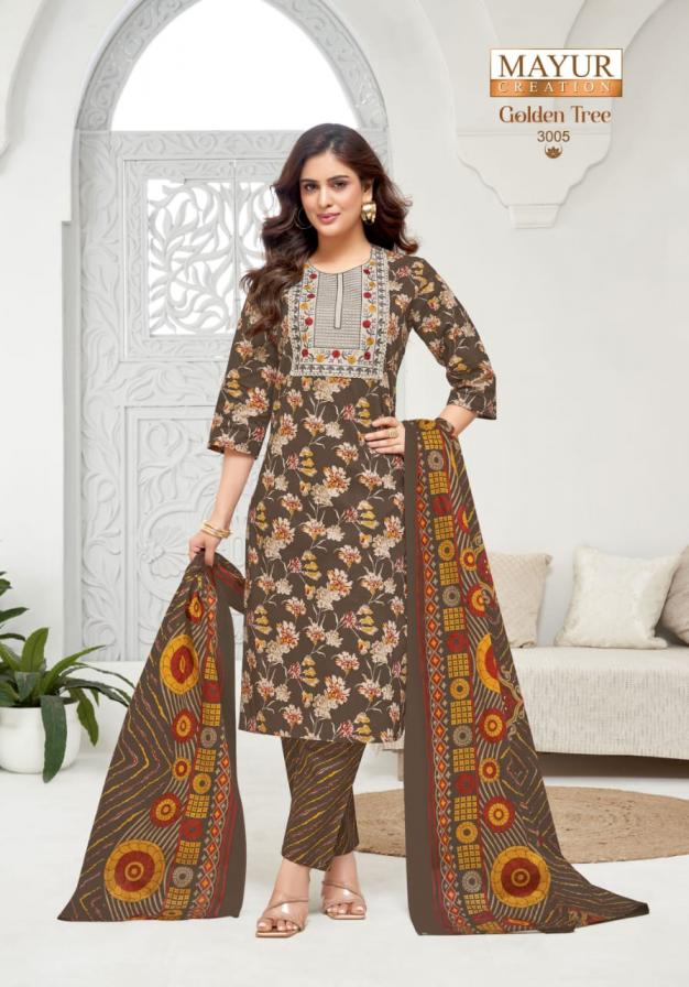 mayur creation golden tree vol 3 cotton print fully stitch big size suit for womens 