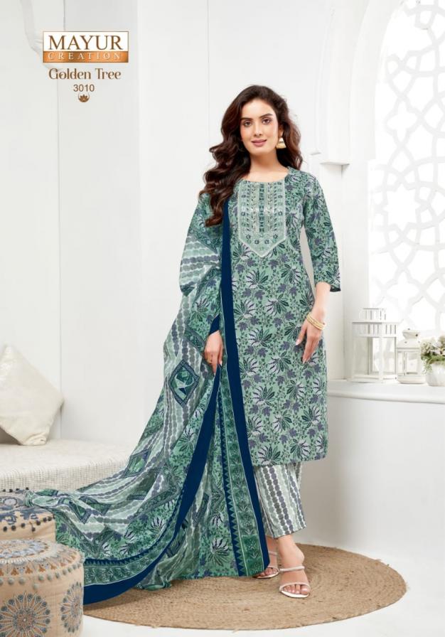 mayur creation golden tree vol 3 cotton print fully stitch big size suit for womens 