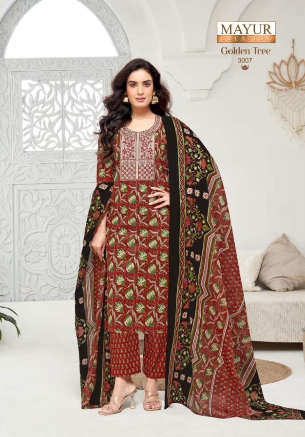 mayur creation golden tree vol 3 cotton print fully stitch big size suit for womens 