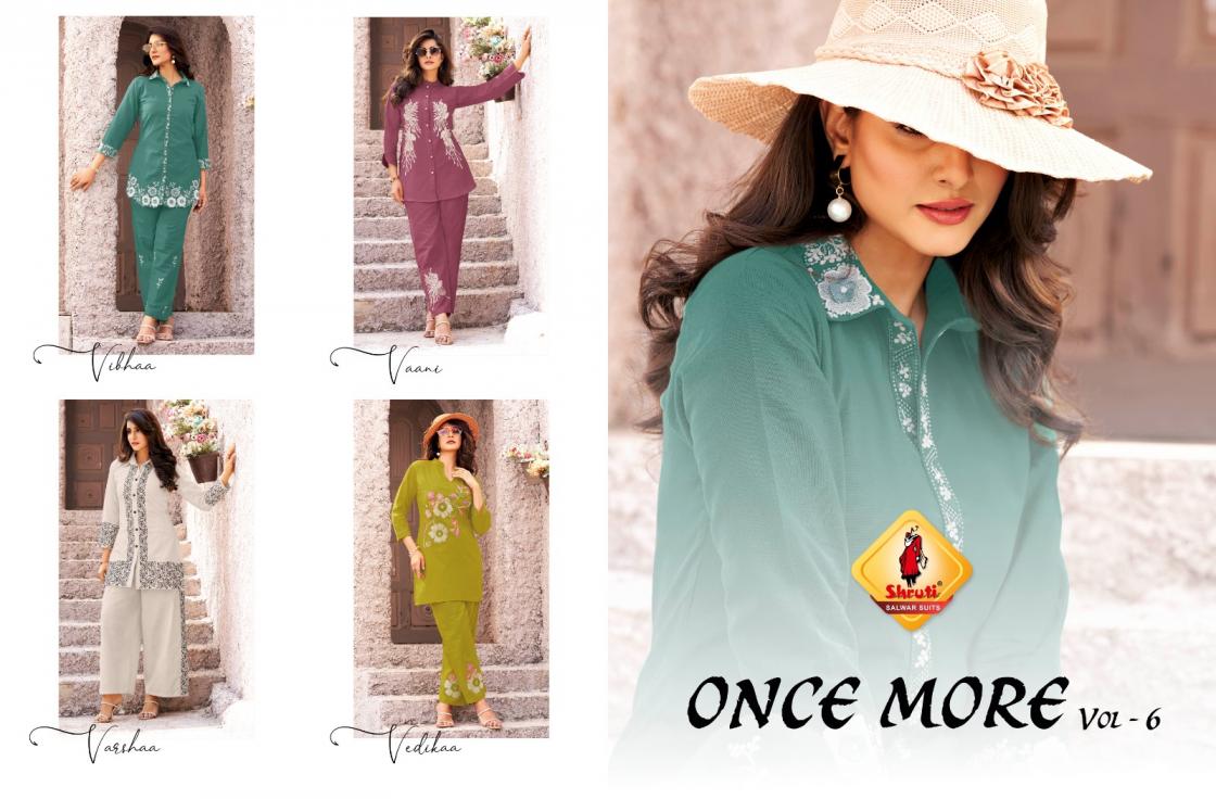 once more vol 6 by shruti suits cotton viscose flex readymade big size stylish co-ord sets 