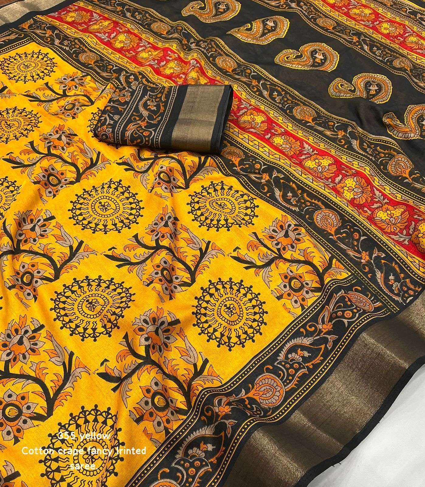 pr kc 355 forest worli cotton crape daily wear saree exports 