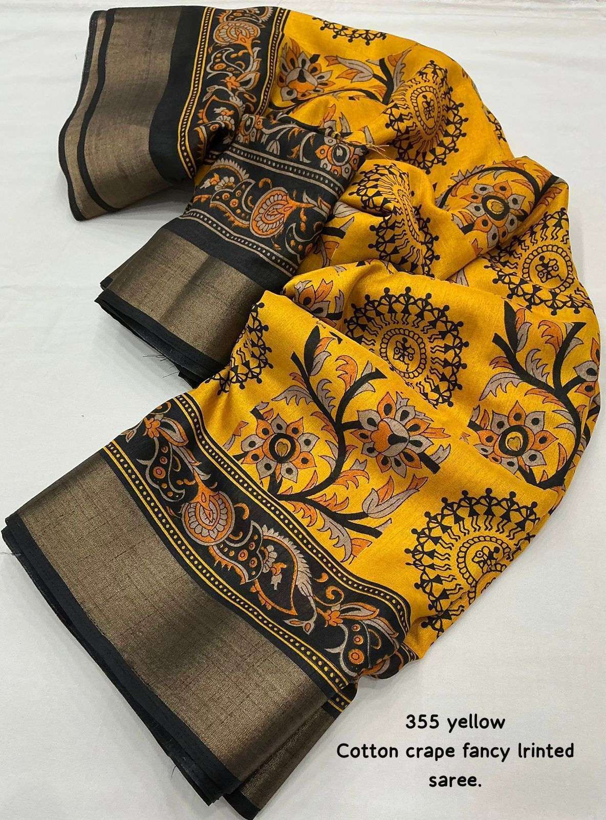 pr kc 355 forest worli cotton crape daily wear saree exports 