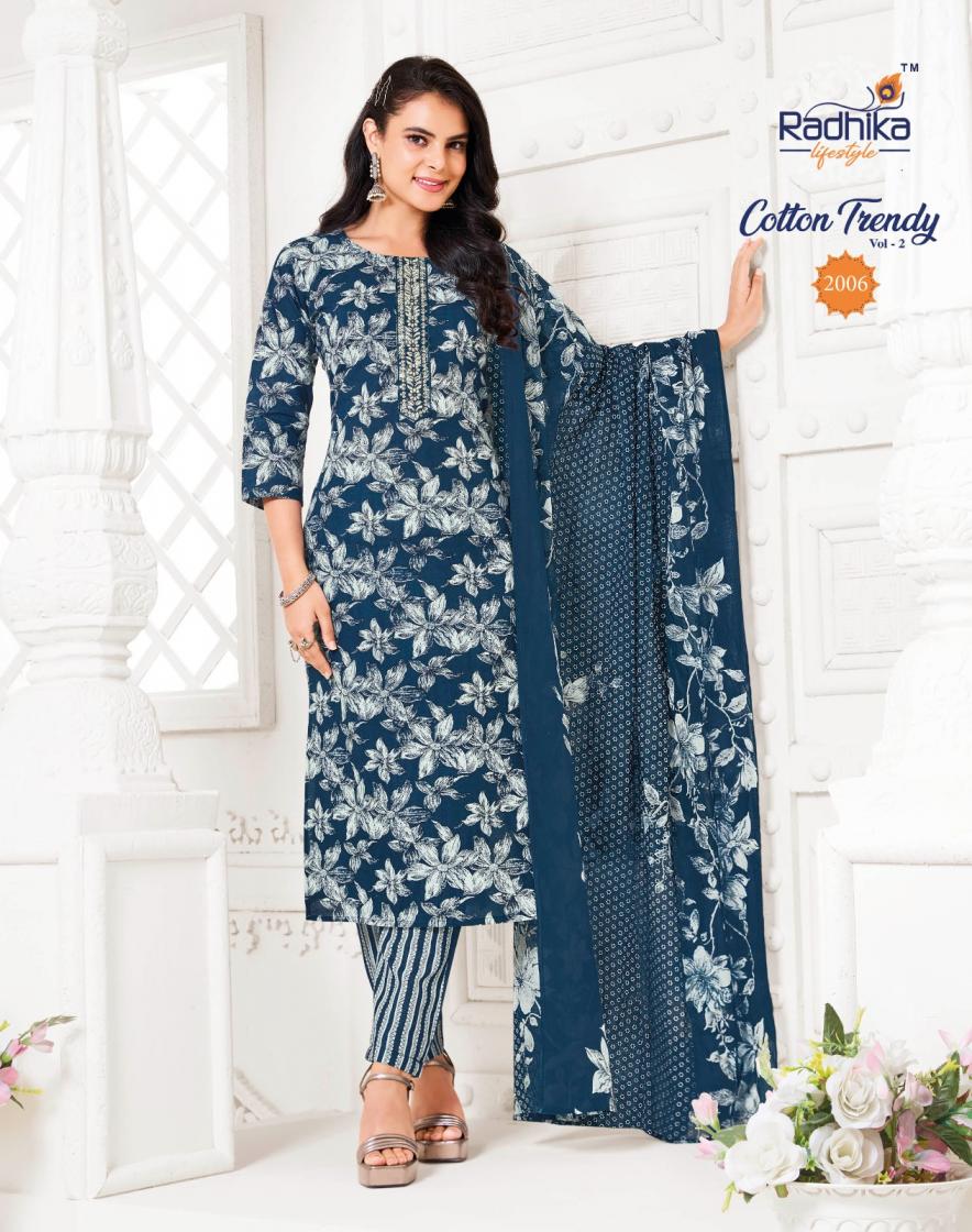 radhika lifestyle cotton trendy vol 2 full stitch big size cotton casual suit for women 