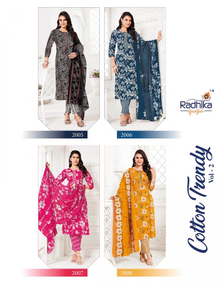 radhika lifestyle cotton trendy vol 2 full stitch big size cotton casual suit for women 