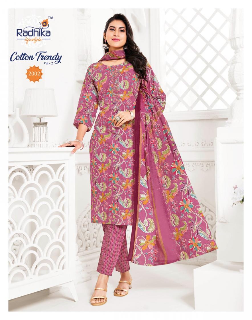 radhika lifestyle cotton trendy vol 2 full stitch big size cotton casual suit for women 