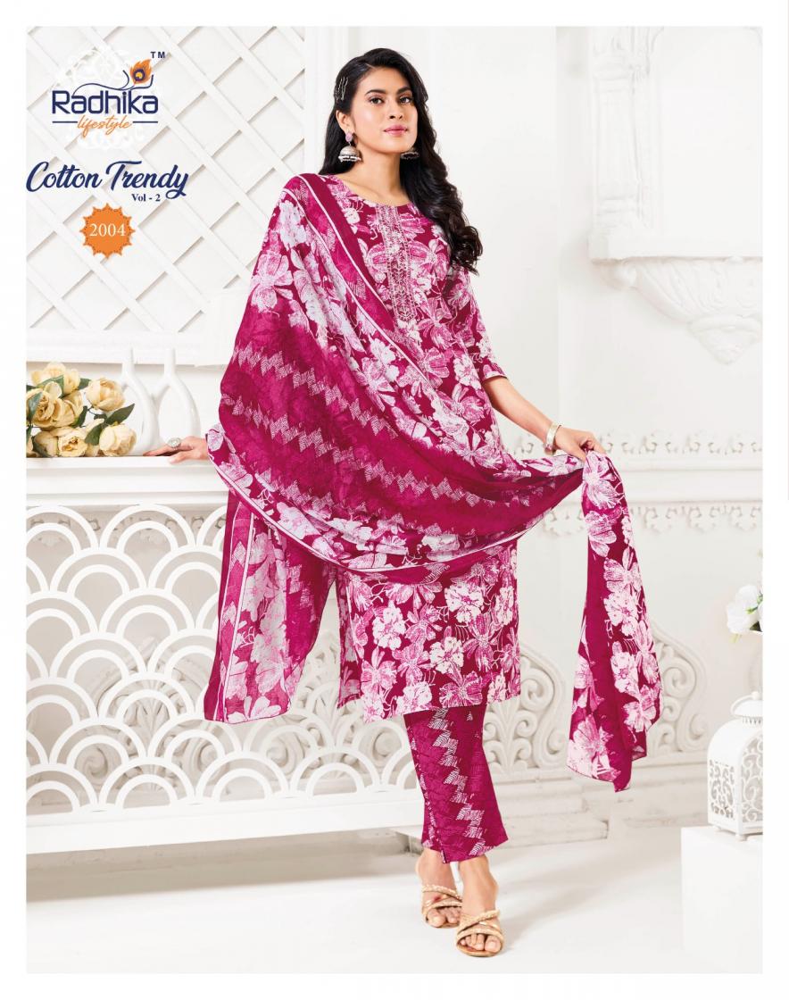 radhika lifestyle cotton trendy vol 2 full stitch big size cotton casual suit for women 