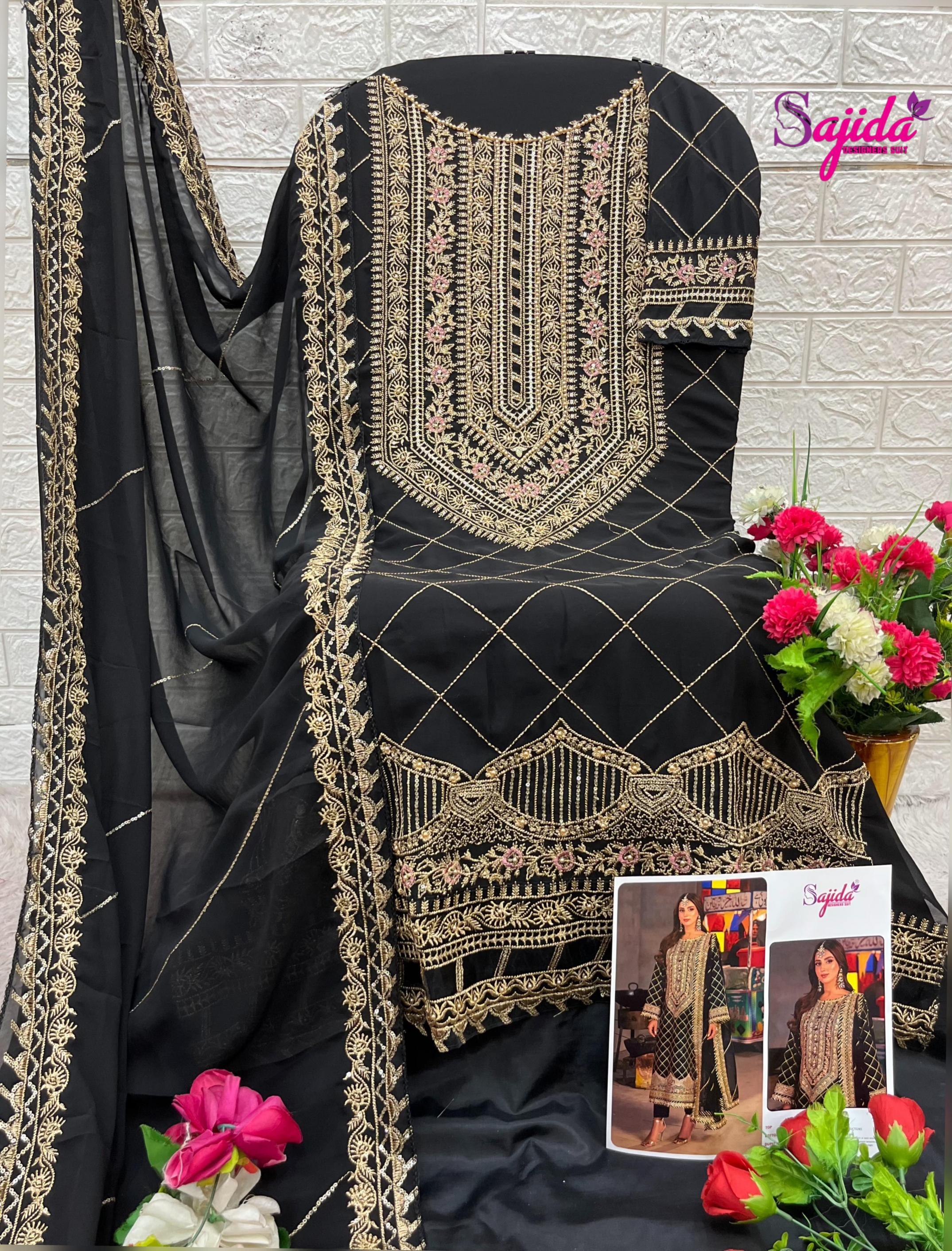 sajida designer 1057 readymade georgette modern pakistani big size ladies suits 