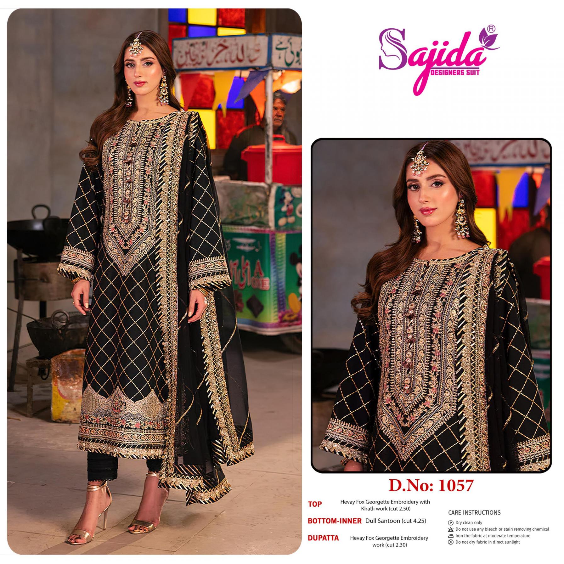 sajida designer 1057 readymade georgette modern pakistani big size ladies suits 
