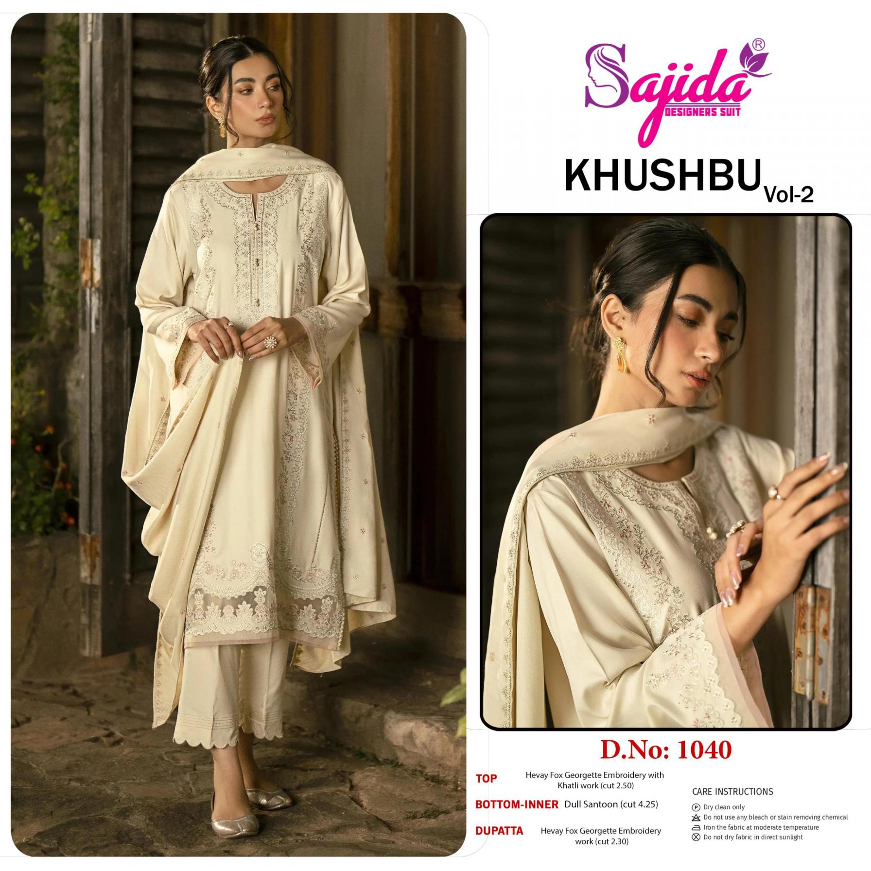sajida designer khushbu vol 2 1040 georgette designer pakistani readymade big size suits 