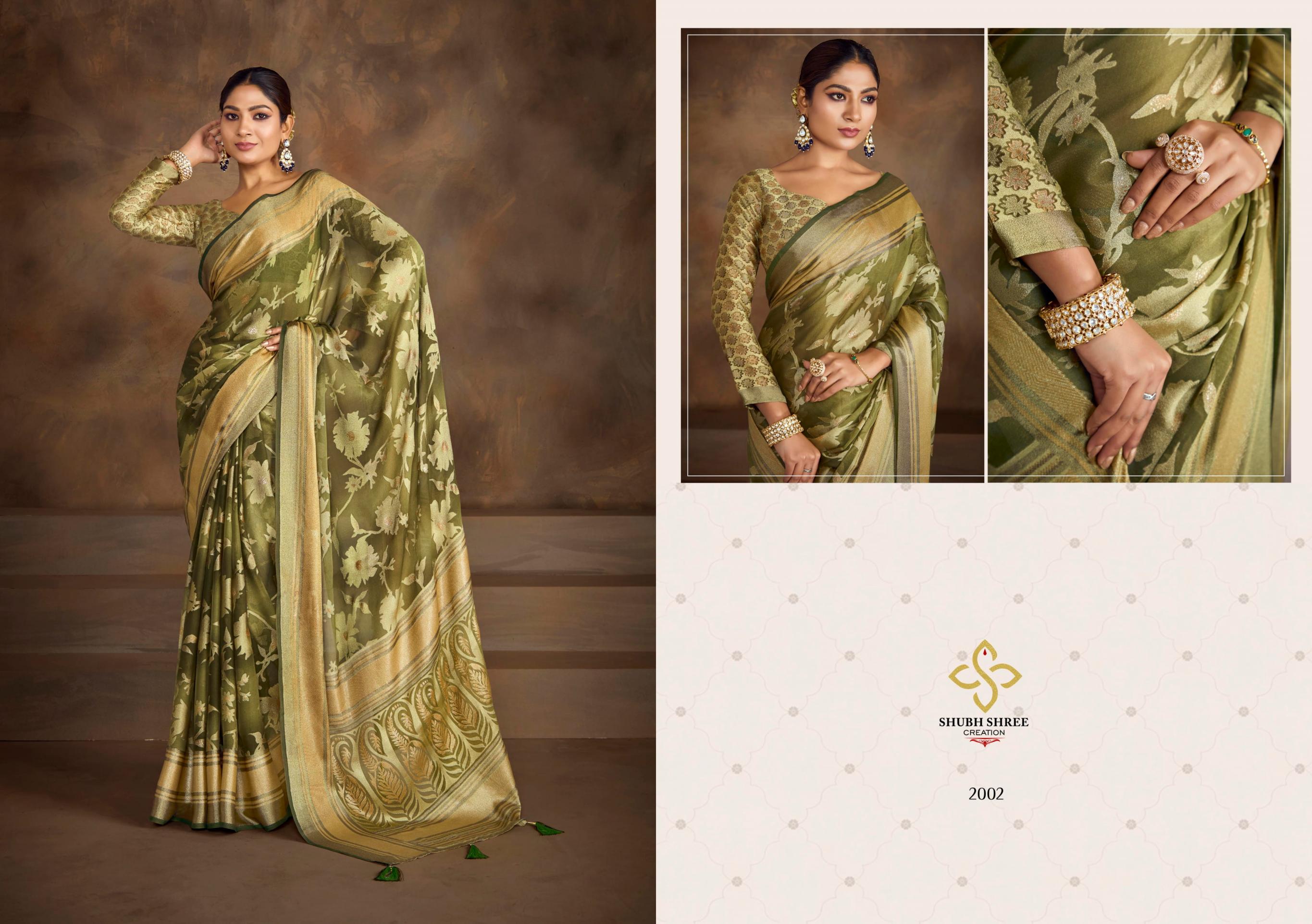 shagun vol 2 by shubh shree creation dull moss brasso shop trendy saree for womens  