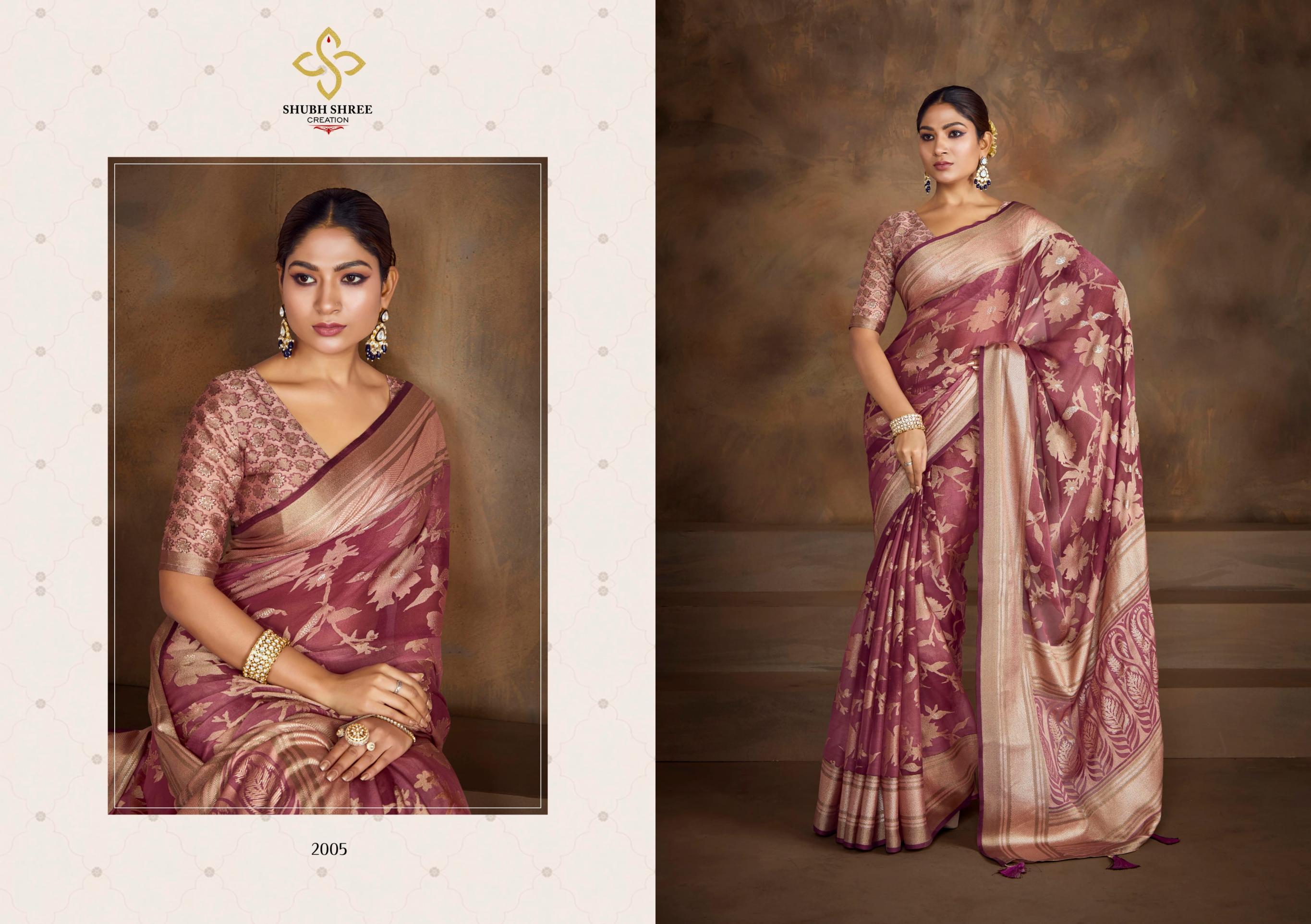 shagun vol 2 by shubh shree creation dull moss brasso shop trendy saree for womens  