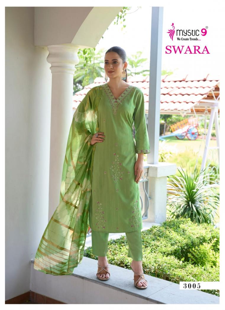 swara vol 3 by mystic9 rayon dobby readymade big size stylish suit for womens 