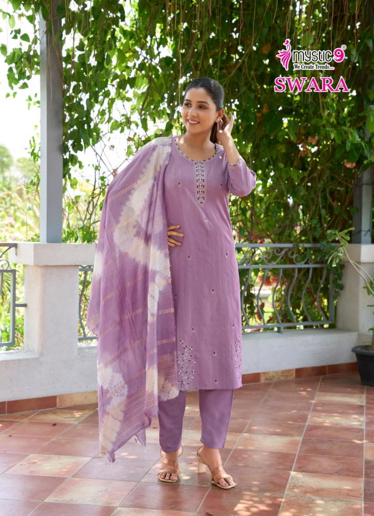 swara vol 3 by mystic9 rayon dobby readymade big size stylish suit for womens 