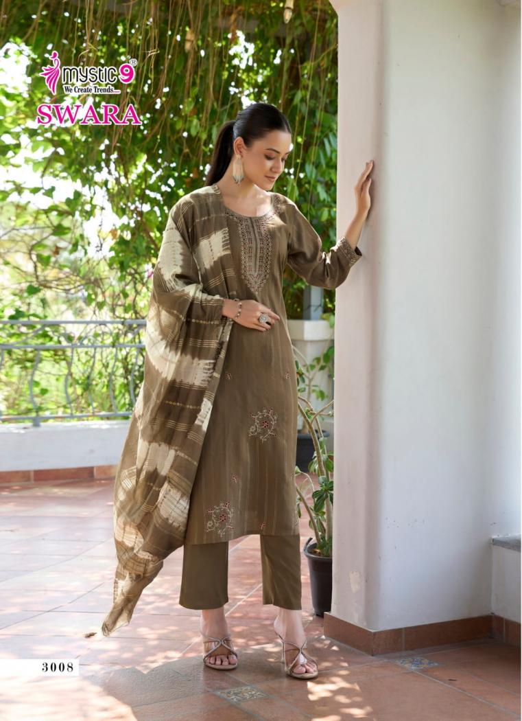 swara vol 3 by mystic9 rayon dobby readymade big size stylish suit for womens 