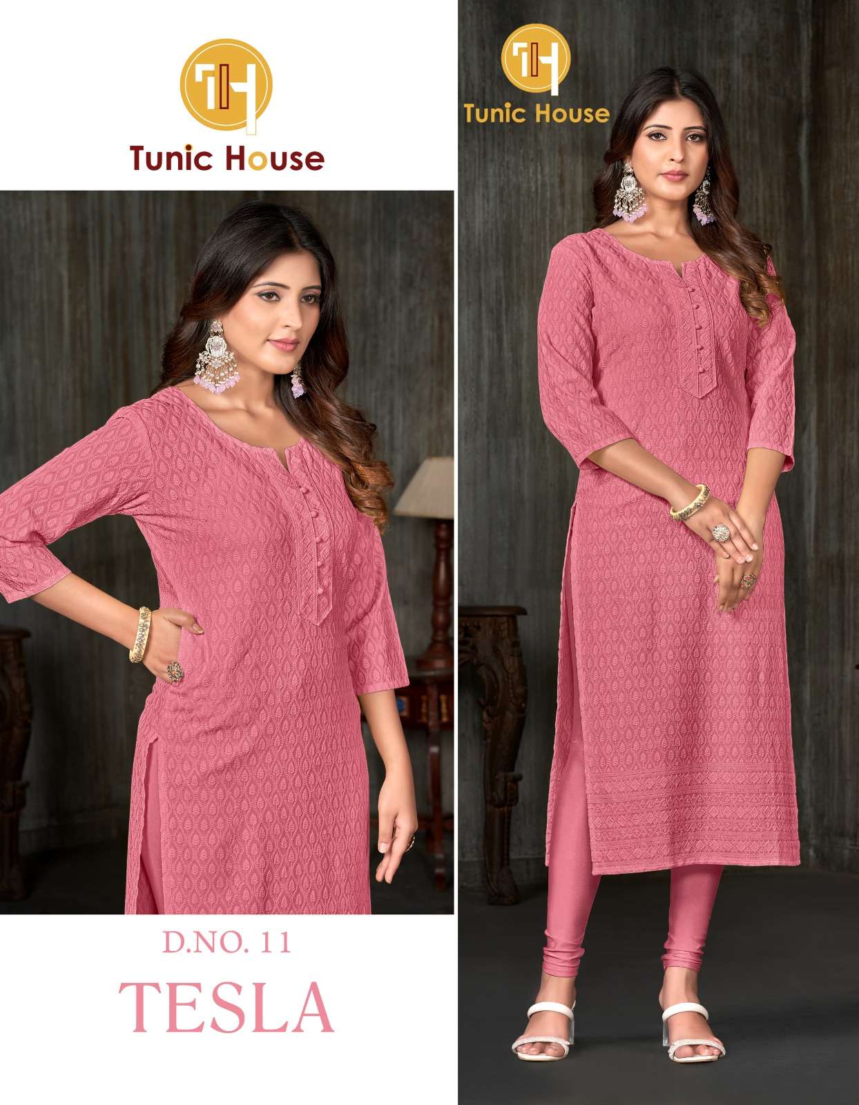 TUNIC HOUSE TESLA CHIKAN WORK SIZE SET COMBO KURTI