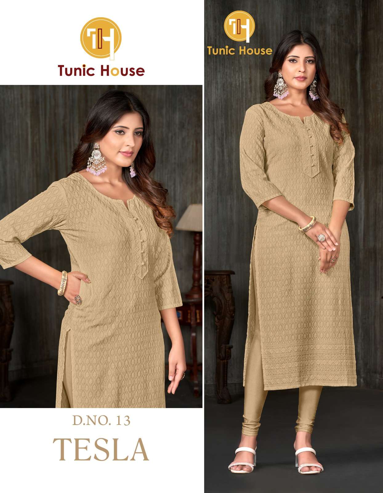 TUNIC HOUSE TESLA CHIKAN WORK SIZE SET COMBO KURTI