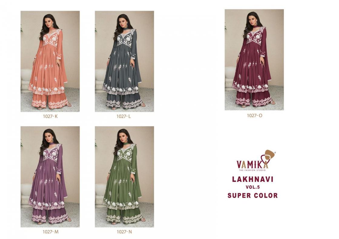 vamika lakhnavi vol 5 super color rayon fully stitch fashionable plazzo suits  