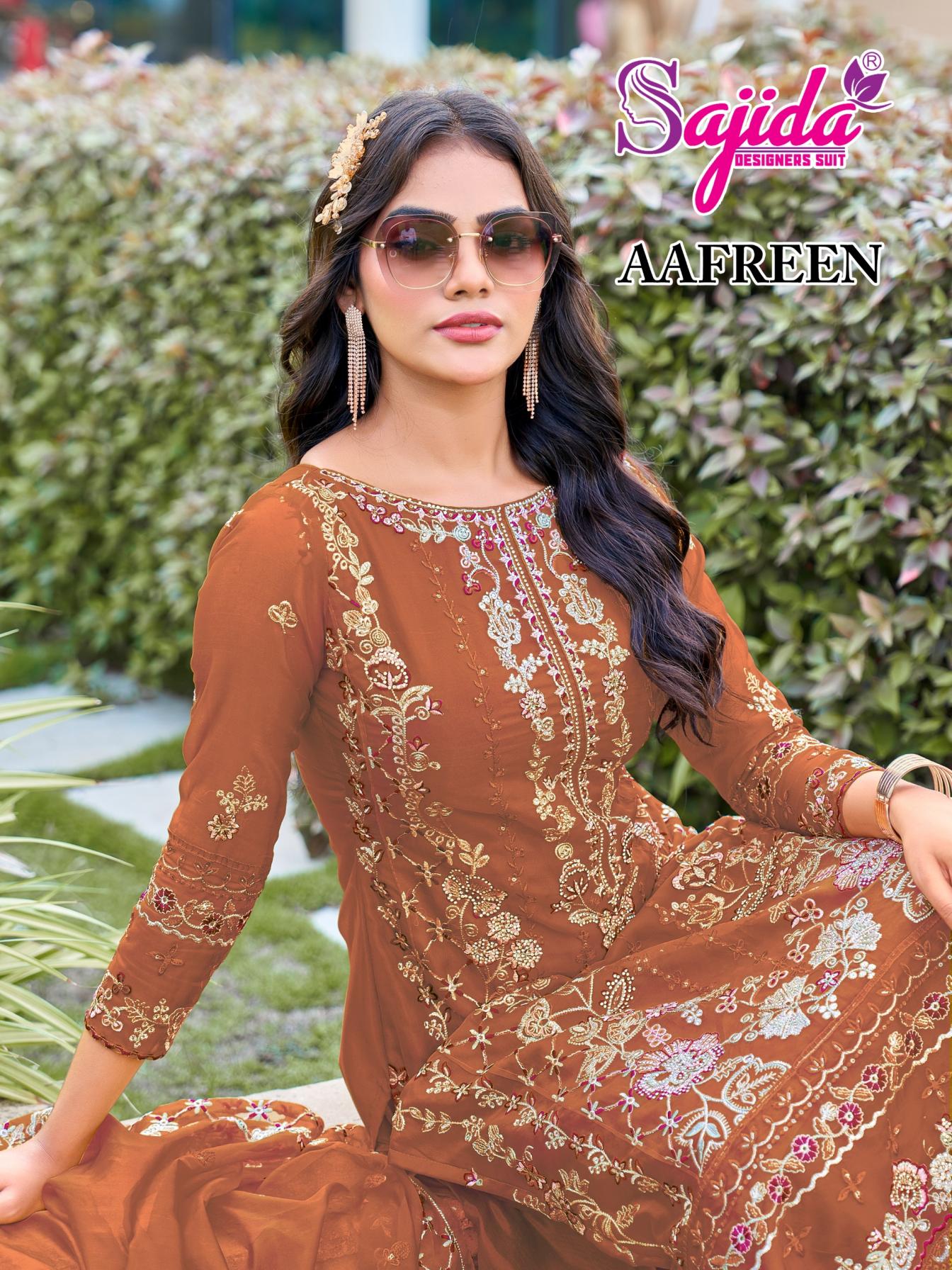 aafreen by sajida designer 1073 readymade organza big size pakistani salwar suits 