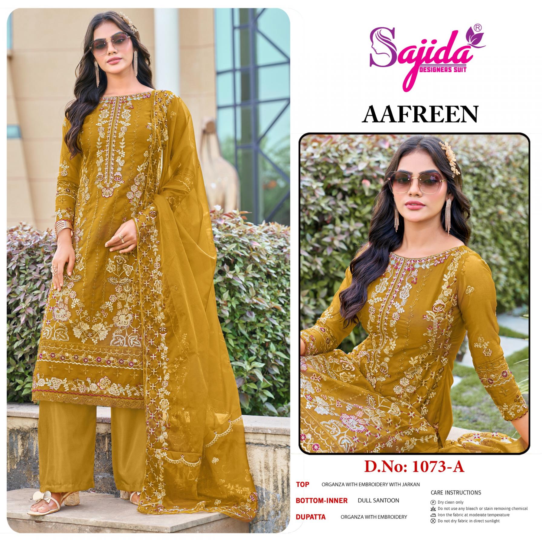 aafreen by sajida designer 1073 readymade organza big size pakistani salwar suits 