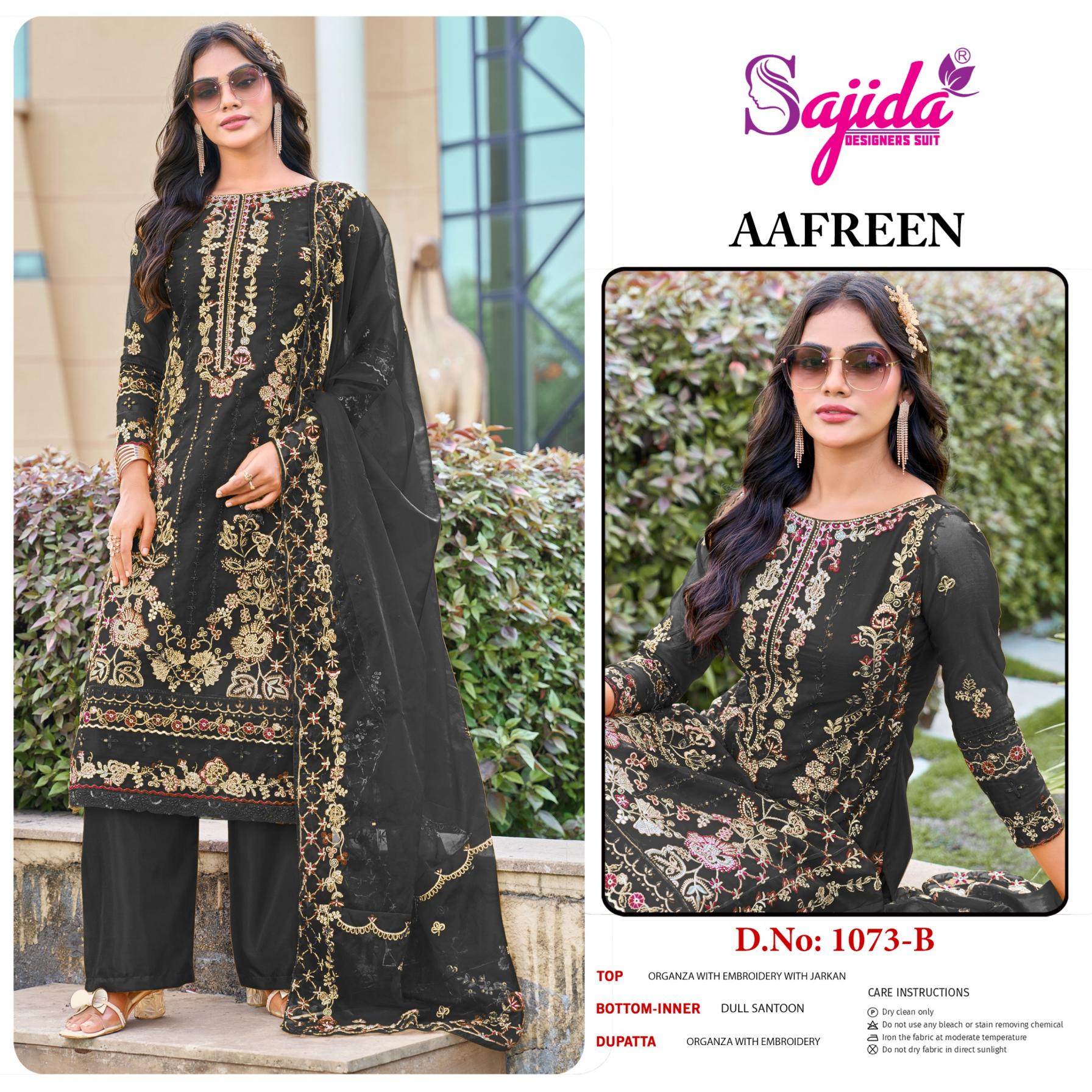 aafreen by sajida designer 1073 readymade organza big size pakistani salwar suits 