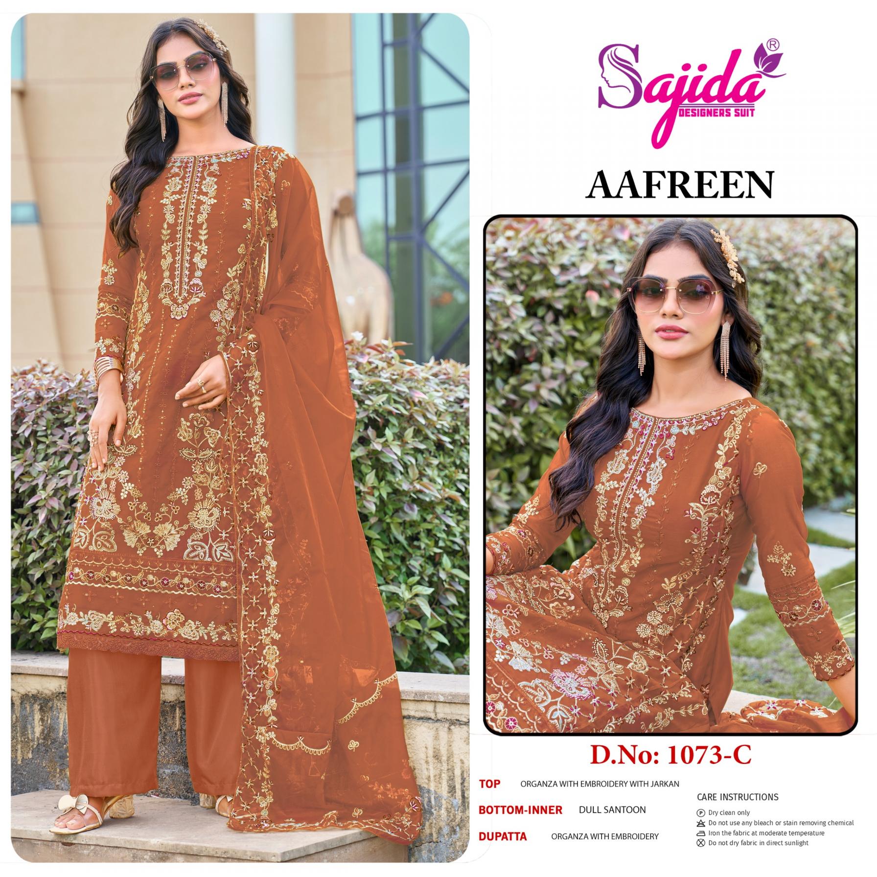 aafreen by sajida designer 1073 readymade organza big size pakistani salwar suits 