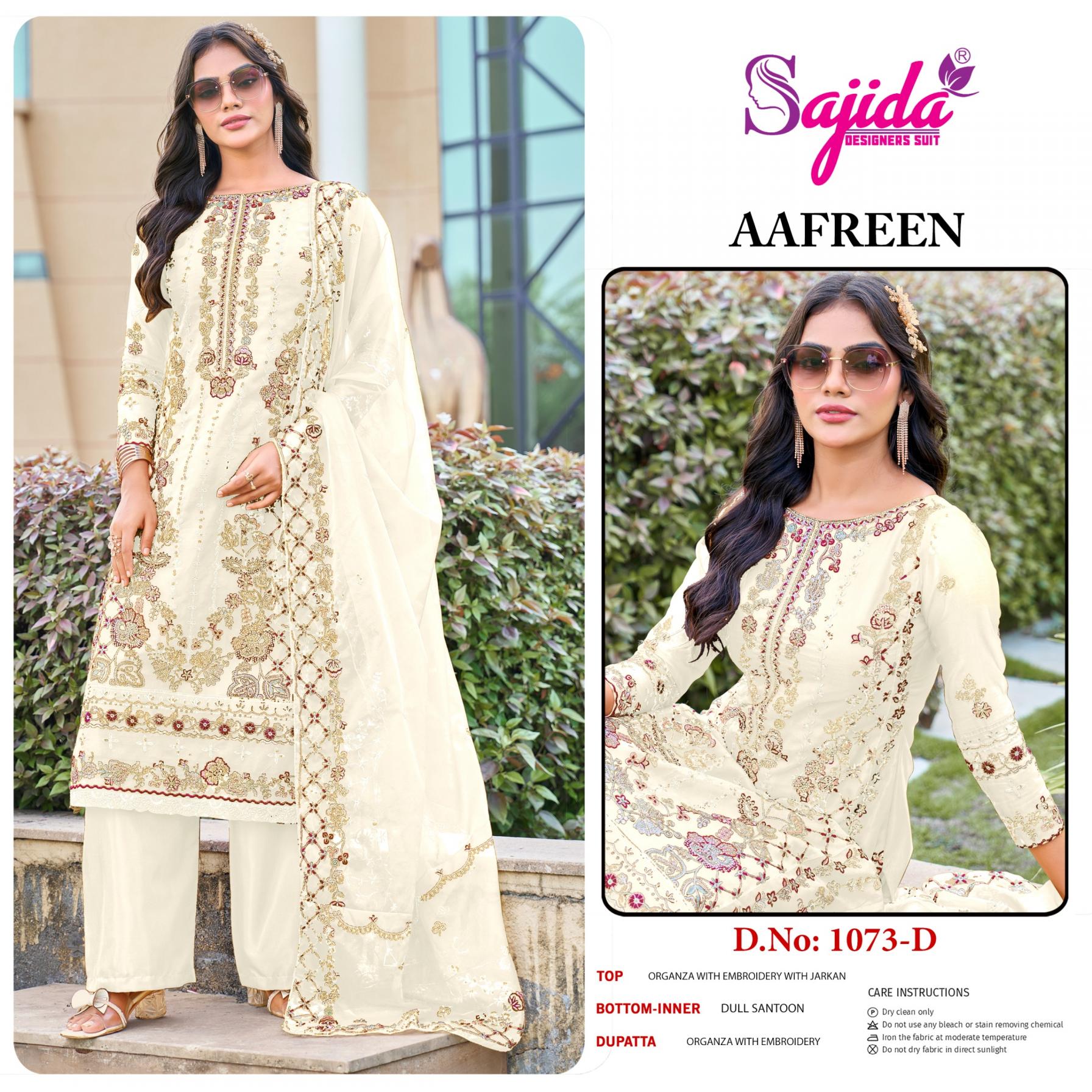 aafreen by sajida designer 1073 readymade organza big size pakistani salwar suits 