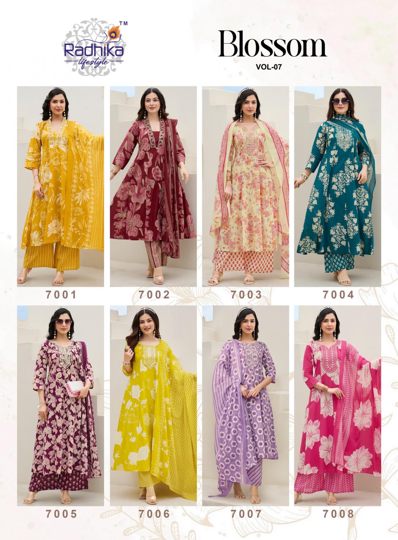 blossom vol 7 by radhika lifestyle cotton fully stitch plus size plazzo suit for women  