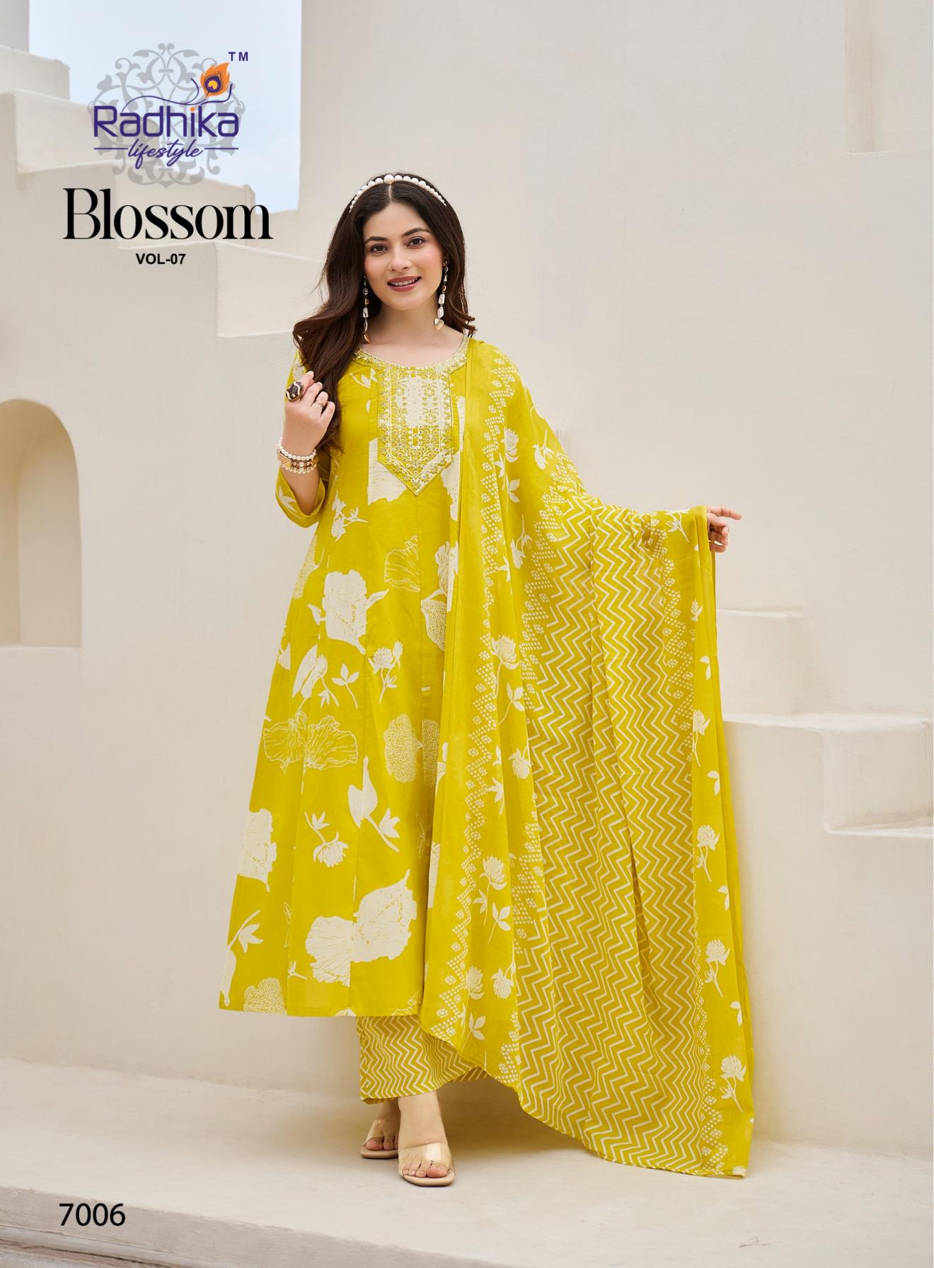 blossom vol 7 by radhika lifestyle cotton fully stitch plus size plazzo suit for women  