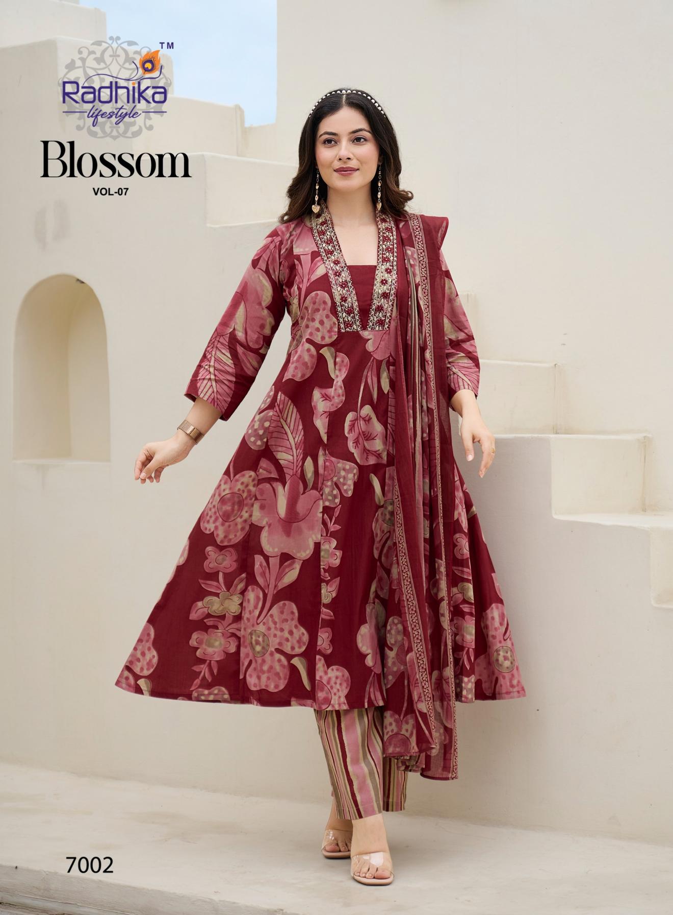 blossom vol 7 by radhika lifestyle cotton fully stitch plus size plazzo suit for women  